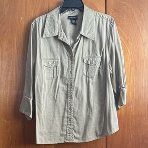 Lands' End Casual Tan Button Down Shirt
